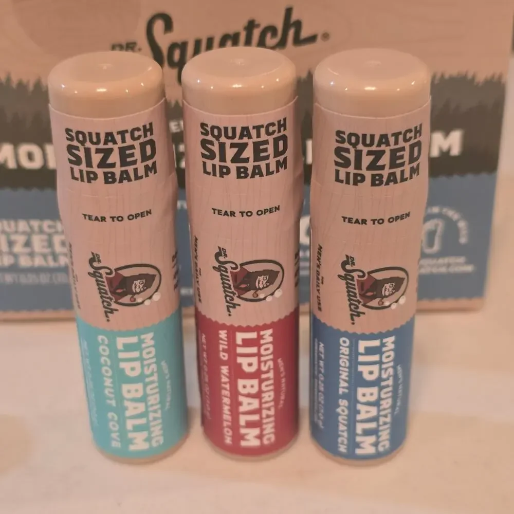 Dr. Squatch Moisturizing Lip Balm Variety 3 Pack 0.25oz Each Original Coconut